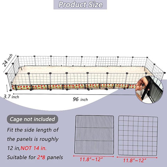 Guinea Pig Cage Liner,Washable Waterproof Oxford Cloth Cage Liners for Small Animals,Hamster Chinchilla Hedgehog Rabbit and Other Small Animals Not Include Cage(24x96 inches)