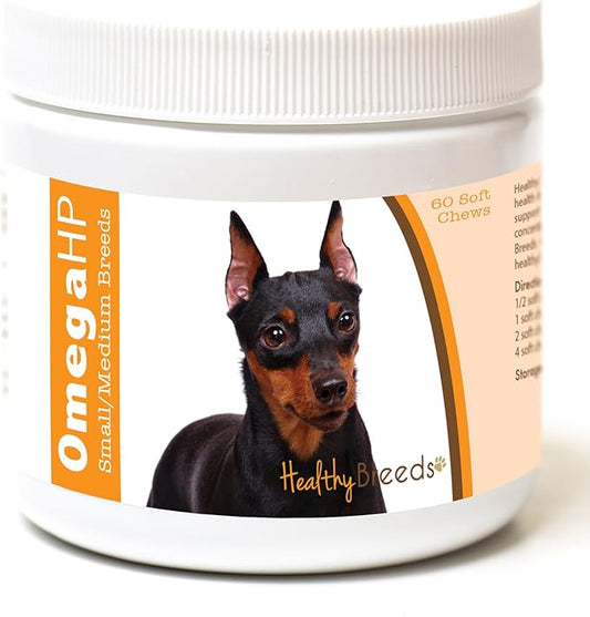 Healthy Breeds Miniature Pinscher Omega HP Fatty Acid Skin and Coat Support Soft Chews 60 Count