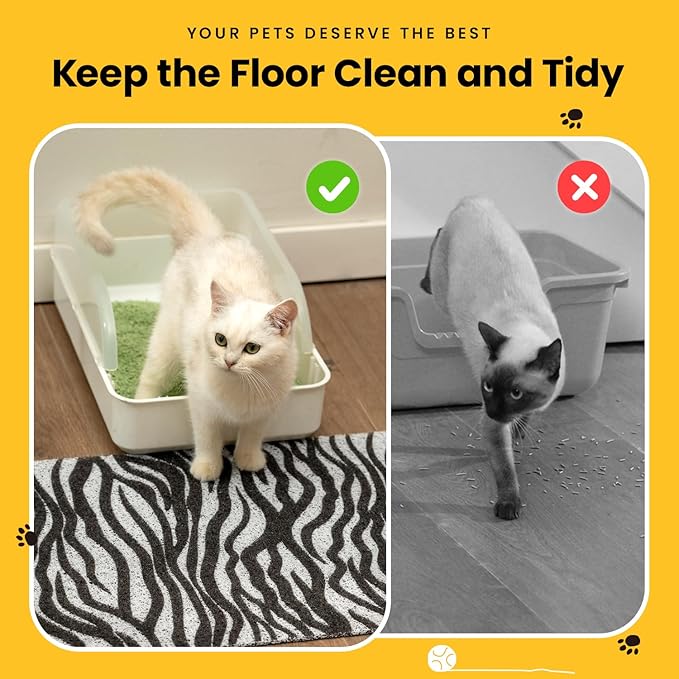 Conlun Cat Litter Mat Litter Trapping Mat, Premium Durable PVC Cute Cat Litter Box Mat, Non-Slip, Less Waste Kitty Litter Mat, Soft on Kitty’s Paws, 24”x 17” cat matts for litter, Zebra Stripe