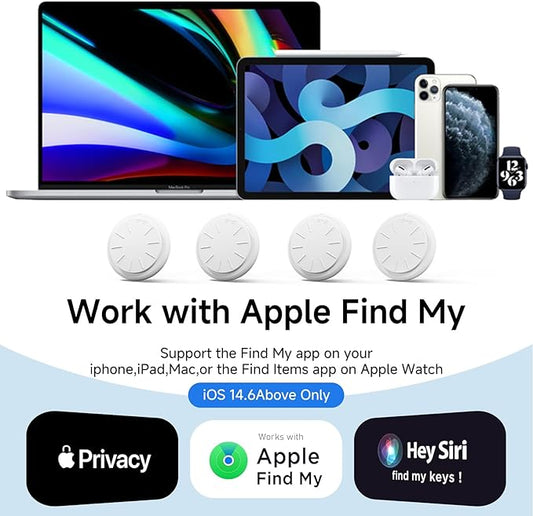 Mini GPS Tracker for Vehicles No Monthly Fee,GPS Car Tracker,Hidden Car Tracker with Case,Real Time Car GPS Tracker Work with Apple Find My(iOS Only) (Waterproof White,2PCS)
