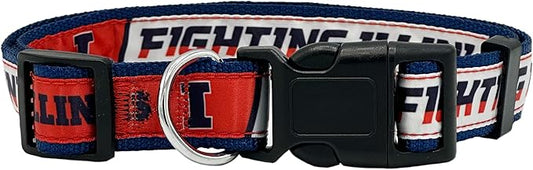 Pets First Collegiate PET Collar New Version Illinois Fighting Illini Dog Collar, Size Small. Best Sports Team Color for Dogs & Cats. A Shiny & Colorful Dog & Cat Collar Licensed by The NCAA