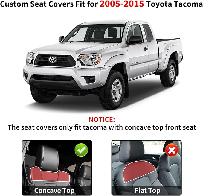 Truckiipa Custom Fit for Toyota Tacoma Seat Covers Front Leather Waterproof Car Seat Covers Fit for 2016-2023 Toyota Tacoma Double Crew Cab, Front Pair, Black&Blue