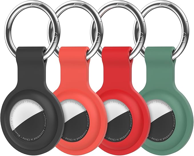 Compatible with AirTag Holder Case Keychain 4 Pack,for AirTag 2nd & 1st Generation Key Chain Ring Case Cover for Air Tag Holder GPS Tracker Air Tag 2nd gen Finders Air Tagholder for Kids,Bags,Luggages