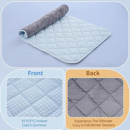Dog Cooling Mat,Cooling Mat for Dogs, 27.5"x19.6" Cats Cooler Pad, Premium Pets Cool Bed for Crate Kennel, Indoor Cats Cool Sleeping Bed, Q-MAX >0.45, M - 27.5 x 19.6 Inch