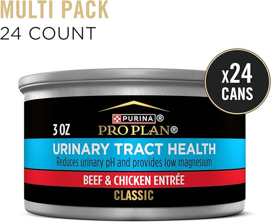 Purina Pro Plan Urinary Tract Health Beef and Chicken Entree Classic Cat Food - 3 oz. Pull-Top Cans,(Pack of 48)