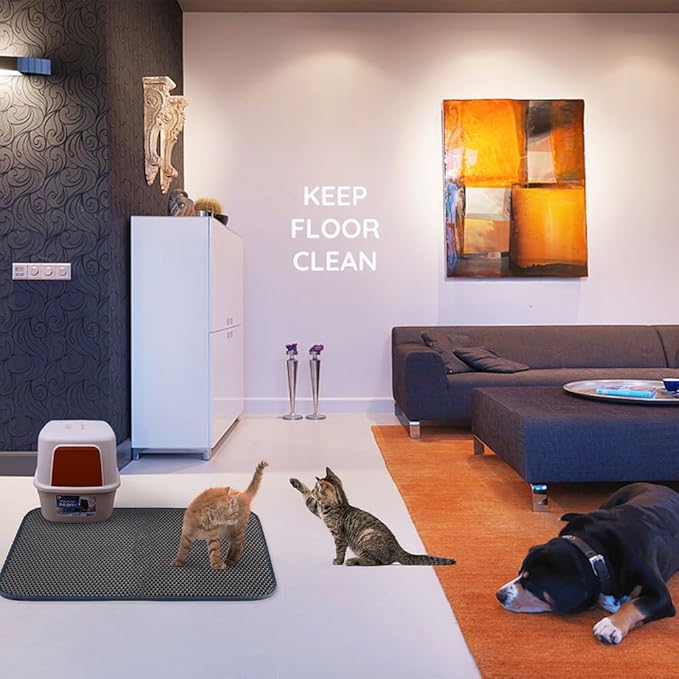 WePet Cat Litter Mat, Kitty Litter Trapping Mat, Honeycomb Double Layer Mats, No Phthalate, Urine Waterproof, Easy Clean, Scatter Control, Catcher Litter Tray Box Rug Carpet