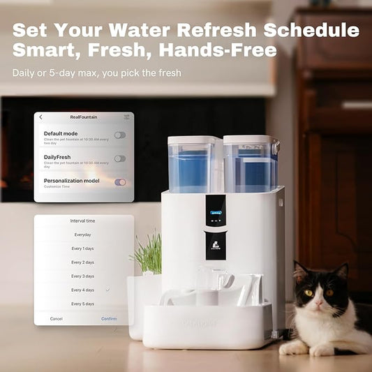 Automatic Cat Water Fountain 10L/338 oz Self Filling, Pet Drinking Fountains Dogs, Smart Bowl 5G WiFi Filtered Water Dispenser Easy Cleaning Oxygen-Rich, Wastewater Separate, No Slime, Quiet