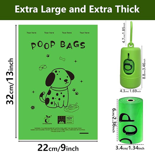 Dog Poop Bags Rolls-Biodegradable dog poop bags, Compostable Dog Waste Bags, ASTM D6400 & EN 13432 Compliant BPI Certified Pet Waste Bags. Earth Friendly 240 waste bag including dispenser