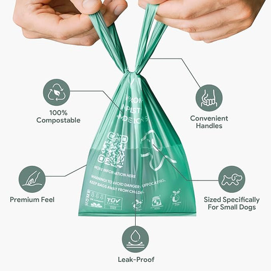 Small Dog Poop Bags – Biodegradable & Compostable Dog Poop Bags with Tie Handles | TINY WOOF Mini Poo Bags (360 Count) Chihuahua, Pomeranian, Toy Poodle and Puppies