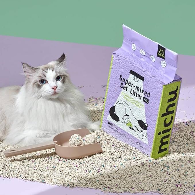 Michu Tofu Cat Litter Natural Clumping Tofu Cat Litter 5.5lb/88oz 5 Scents (Peach + Mixed, 2 Pack)