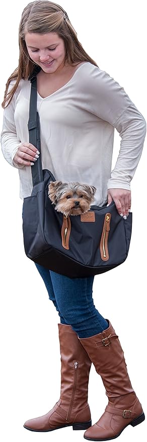 Pet Gear Tote/Sling Carrier for Cats/Dogs, Storage Pocket, Removable Washable Liner, Zippered Top and Mesh Windows, Black, Sling