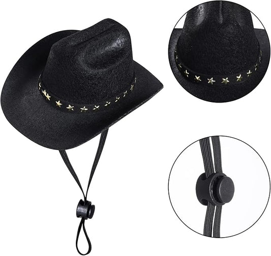 choyaxo Pet Cowboy Costume Halloween Costumes for Dogs Cat Cowboy Hat with Bandana Scarf- Black, Small