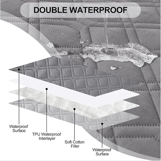Smiry Reversible Waterproof Couch Covers for Sofa, Washable Dogs Pet Couch Covers for 3 Cushion Sofa Pet Friendly, Water Resistant Furniture Protector Slipcover, Geometric (52"x82", Grey/Light Grey)