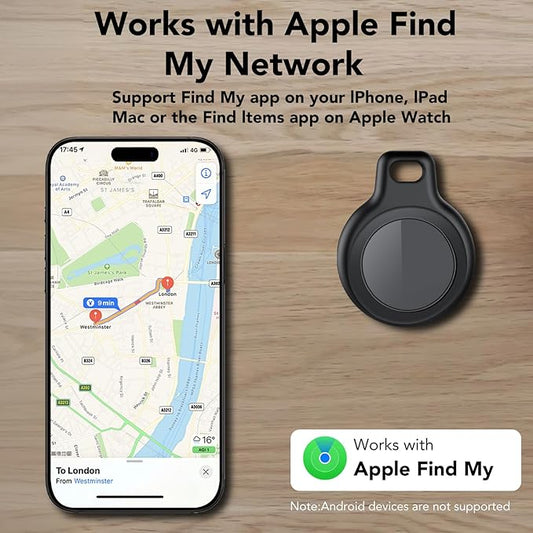 Air Tracker 4 Pack, Smart Bluetooth Tracker for Apple Find My (iOS Only), IP67 Waterproof Tracker with Keychain, Item Finder and GPS Finder for Keys, Luggage, Wallet, etc, Replaceable Battery