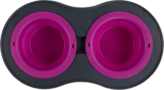 Dexas Pets Double Elevated Pet Feeder, Fuchsia, Large/2.5 Cup Capacity Bowls
