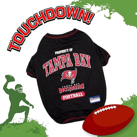 NFL Tampa Bay Buccaneers Dog T-shirt X-Small. - Licensed Shirt for Pets Team Colored with Team Logos- Premium Stretchable Materials for the comfort of your Dog & Cat