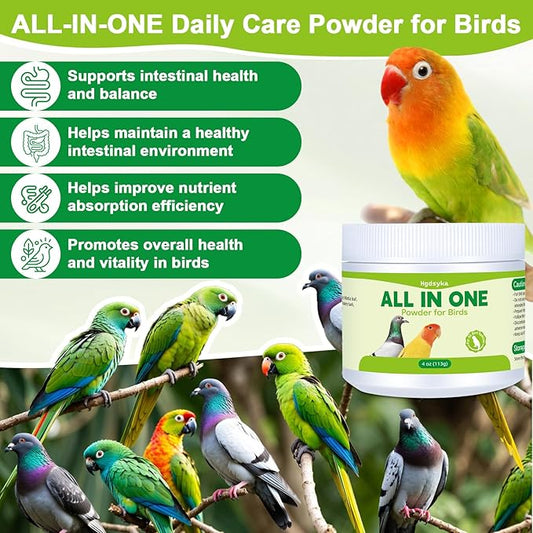 All in One Medicine Powder for Pigeon Parrots Canary Finches Parakeet Cockatiels Aviary Birds, Helps Maintain Digestive Balance Overall Vitality, Drinking Water Additive Wellness Support Powder