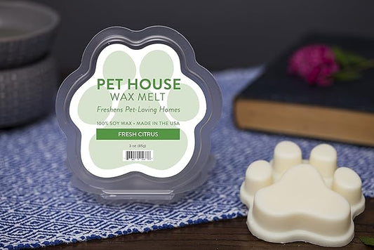 Pet House Wax Melts, Long-Lasting Scented Pet-Friendly Wax Melts, Natural Pet Odor Solution for A Fresh Smelling Home, Fresh Citrus, 3 OZ Each, 2 Pack