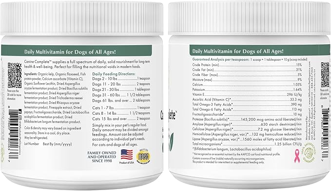 Wholistic Pet Organics Puppy Complete - Dog Multivitamin Powder - Daily Dog Vitamins and Supplements for Homemade Food - Immune System, Skin, Coat & Overall Health - All Breeds of Puppies - 22 Scoops