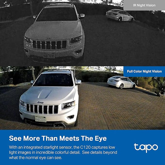 Tapo 2K+ Indoor/Outdoor Wired Security Camera - 2024 PCMag Editors' Choice, Person/Pet/Vehicle Detection, Baby Monitoring, Color Night Vision, Subscription-Free Local Storage or Optional Cloud, C120