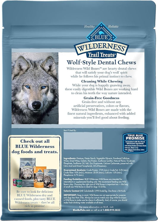 Blue Buffalo Wilderness Wild Bones Grain-Free Dental Chews Dog Treats, Small, 10-oz Bag