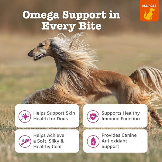 Zesty Paws Omega 3 Fish Oil for Dogs - Zesty Paw Dog Vitamins and Supplements for Hip, Joint & Skin, Chicken (250 Chews)
