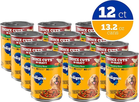 Pedigree Wet Dog Food, Choice Cuts Adult Canned Dog Food, Country Stew Flavor, 13.2 oz. Cans, 12 Count