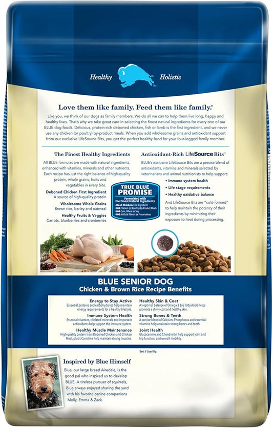 Blue Buffalo Life Protection Formula Senior Dry Dog Food, Supports Joint Health and Mobility, Made with Natural Ingredients, Chicken & Brown Rice Recipe, 30-lb. Bag