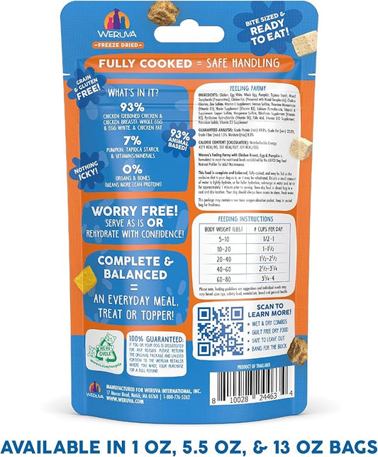 Weruva Dog Freeze Dried, Feeling Farmy with Chicken Breast, Egg & Pumpkin, 1oz Bag (Pack of 3)
