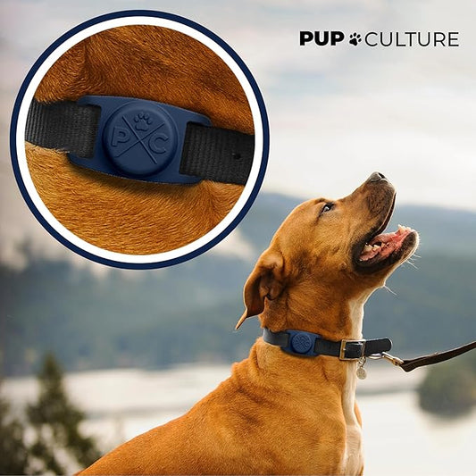 Pup Culture AirTag Dog Collar (2 Pack) | Durable & Protective Dog AirTag Holder - Track Your Pet Using Apple AirTag Technology - Dog Collar AirTag Holder