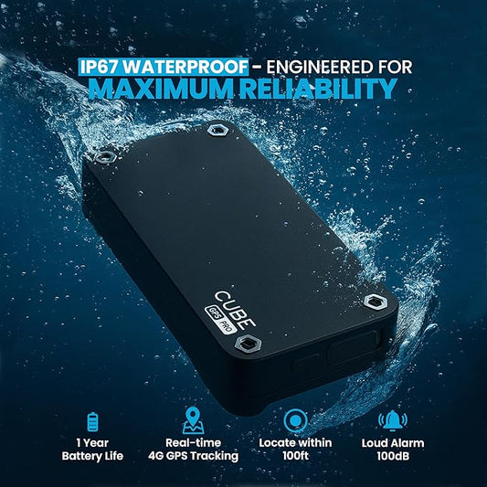 Cube Pro GPS Tracker for Vehicles with Built-in 1 Year Battery - IP67 Waterproof Real Time GPS Tracker for Cars - iOS & Android Compatible - Hidden Magnetic Tracking Device for Cars, Fleets, Trailers