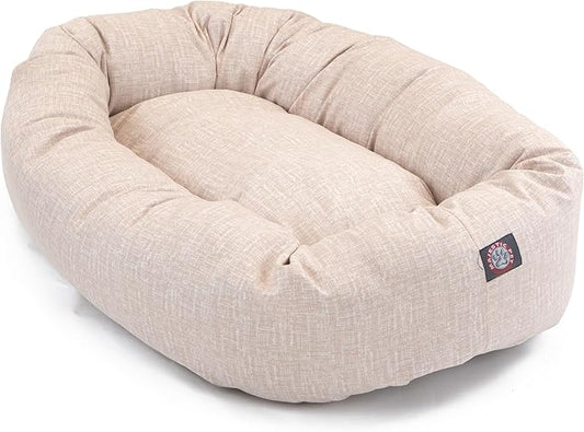 Majestic Pet 24 Inch Bagel Calming Dog Bed Washable – Cozy Soft Round Dog Bed with Spine Support for Dogs to Rest Their Head - Fluffy Donut Puppy Mat 24x19x7 (Inch) Small – Pink