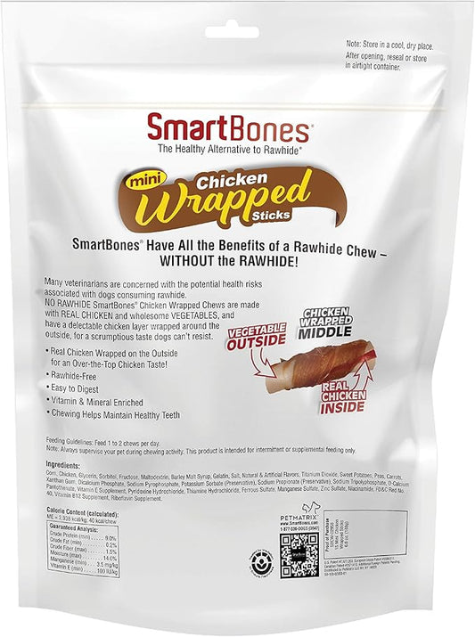 SmartBones Mini Chicken-Wrapped Sticks For Dogs, Rawhide-Free, 15 Count