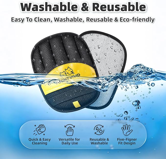 Pet Hair Removal Glove for Cats & Dogs,Newly Upgraded electrostatic pet Hair Remover Glove, Reusable Magic Brush Pet Hair Remover Tool for Furniture,Couch,Carpets,Laundry,Car Seat (1)