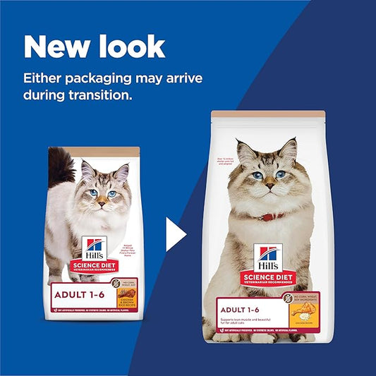 Hill's Science Diet Adult 1-6 No Corn, Wheat or Soy Dry Cat Food, Chicken, 7 lb. Bag