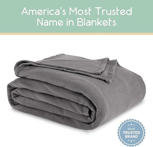 Twin Size Microfleece Fleece Blanket - Supersoft Lightweight Plush Throw for Bed, Couch, Travel & Pets - All-Season Comfort - Gray