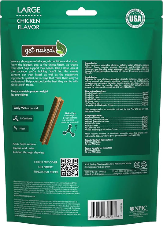 Get Naked Grain Free 1 Pouch 6.6 Oz Weight Management Dental Chew Sticks, Large