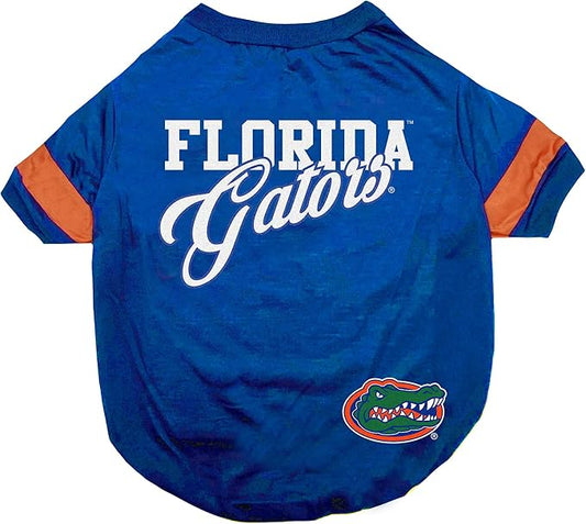 NCAA Florida Gators Dog & Cat T-Shirt, Medium. Durable & Cute Sports PET TEE Shirt Outfit, New & Updated Fashionable Stripe Design for College Team Fans