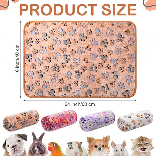 Tudomro 8 Pcs Guinea Pig Blankets Washable Small Pet Fleece Bedding Cage Liners Double Sided Pet Reusable Sleep Mat Pad Cover for Ferret Chinchilla Furniture Protection(Paw,16 x 24 Inch)