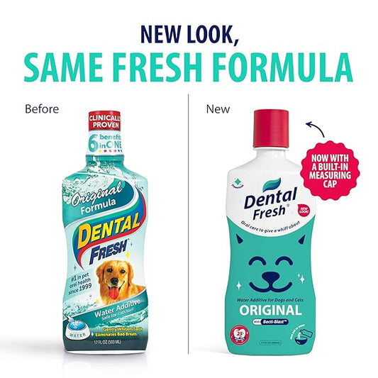 Dental Fresh Original Water Additive for Dogs & Cats, 17 Fl Oz, Daily Teeth & Breath Care to Help Freshen Breath