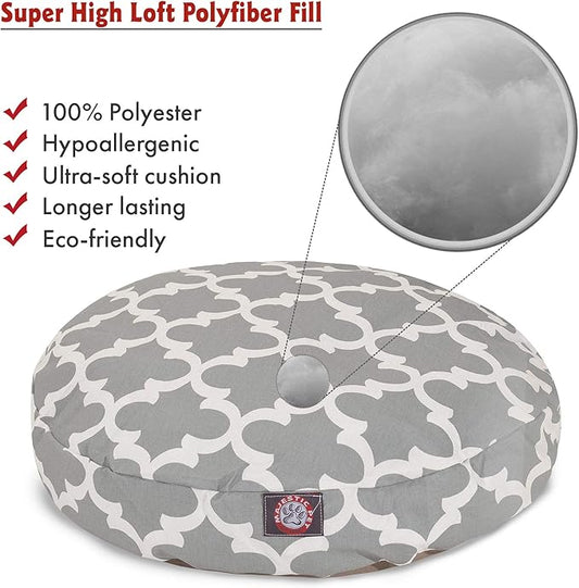 Gray Trellis Small Round Indoor Outdoor Pet Dog Bed With Removable Washable Cover By Majestic Pet Products