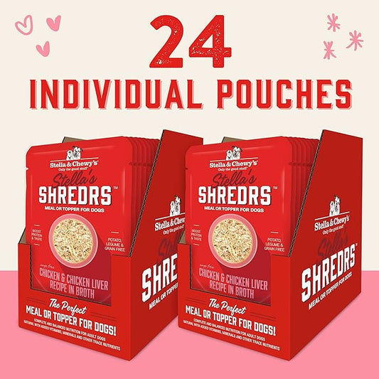 Proposed Value: Stella & Chewy's Cage Free Chicken & Chicken Liver Shredrs - Premium Dog Food Pouches - Perfect For Picky Eaters - 24 Pack, 2.8oz Each