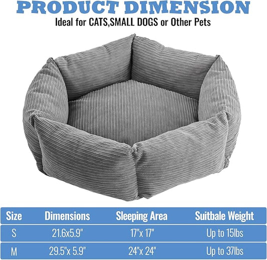 All-Season Stain Resistance Cat Dog Bed,Round Donut Pet Bed,Cord Washable Cat and Dog Beds with Removable Cover,Kitten Bed with Anti-Slip Bottom,Grey,29.5 * 5.9"