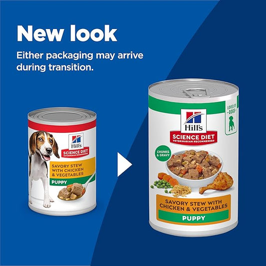 Hill's Science Diet Puppy Wet Dog Food, Chicken & Vegetables, 12.8 oz. Cans, 12-Pack