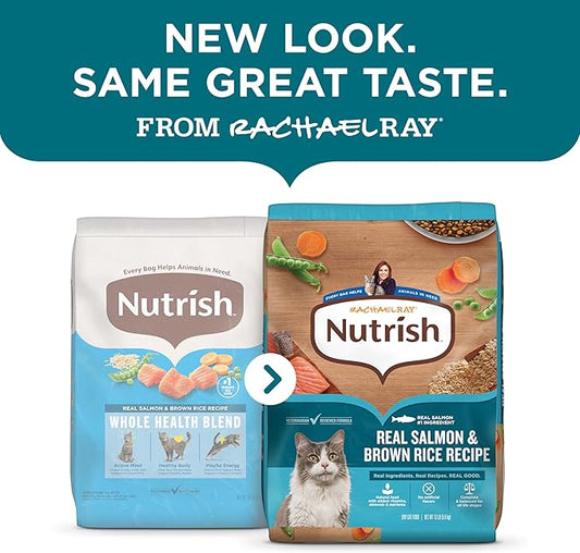 Nutrish Rachael Ray Dry Cat Food Real Salmon & Brown Rice Recipe, 2.5 lb. Bag