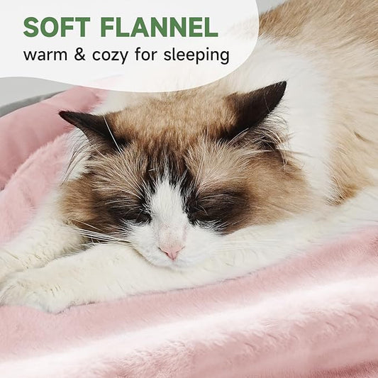 Cat Beds for Indoor Cats, Round Dog Bed for Small Dogs, Puppy, Kitten -Soft Plush Washable Cat Bed Calming with Protective Shield (Pink,18 Inches)