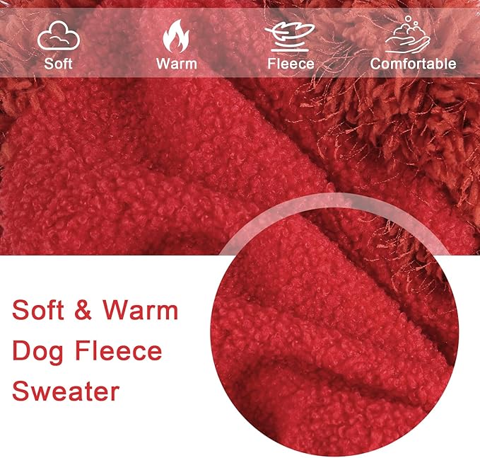 Dog Sweater Chihuahua Sweatshirt Dog Clothes for Small Dogs Girl Boy Soft Fleece Coat for Small Dogs Cat Clothes Soft Puppy Cat Clothing, Red, XXS