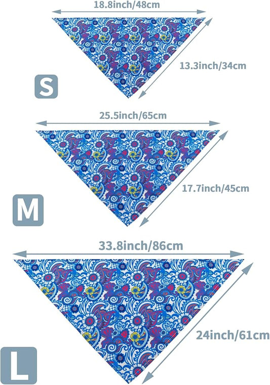 7 PCS Paisley Dog Bandanas for Small Dogs Stitching Edge Dog Bandanas for Print One Side Puppy Doggy Scarves Party Grooming S