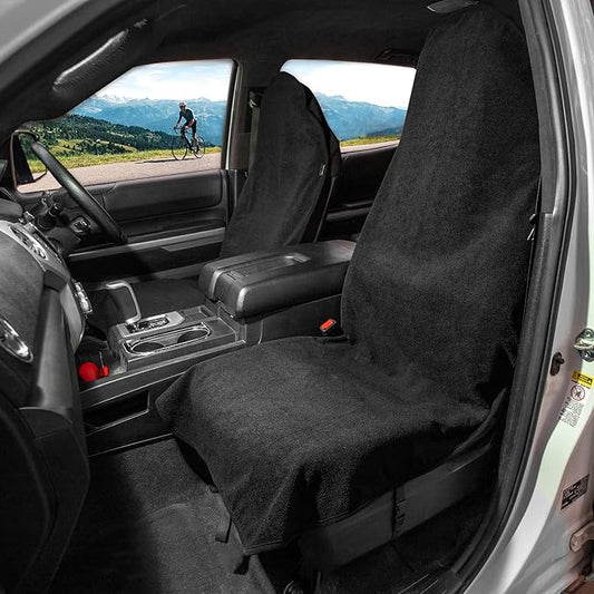 Leader Accessories 2pcs Waterproof Towel Front Seat Covers Black Non-Slip Bucket Seat Dog & Kid Auto Protector