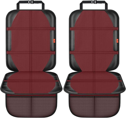 XHYANG Car Seat Protector,2 Pack Automotive Seat Protectors Baby Carseat Pad Waterproof Durable 600D Fabric for Child Baby Car Seat Mat Vehicle Pet Cover 2 Storage Pockets (Wine Red)